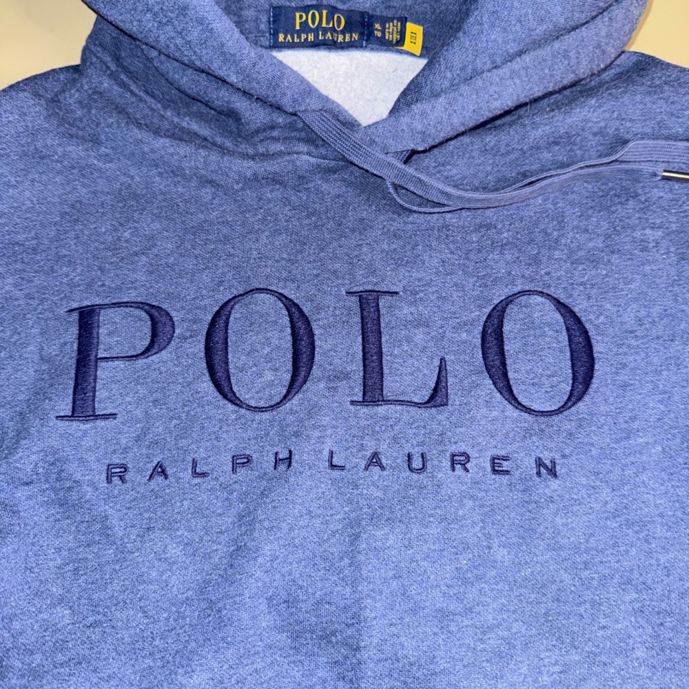 Polo Ralph Lauren Hoodie XL Blue Embroidered Logo Fleece Sweatshirt